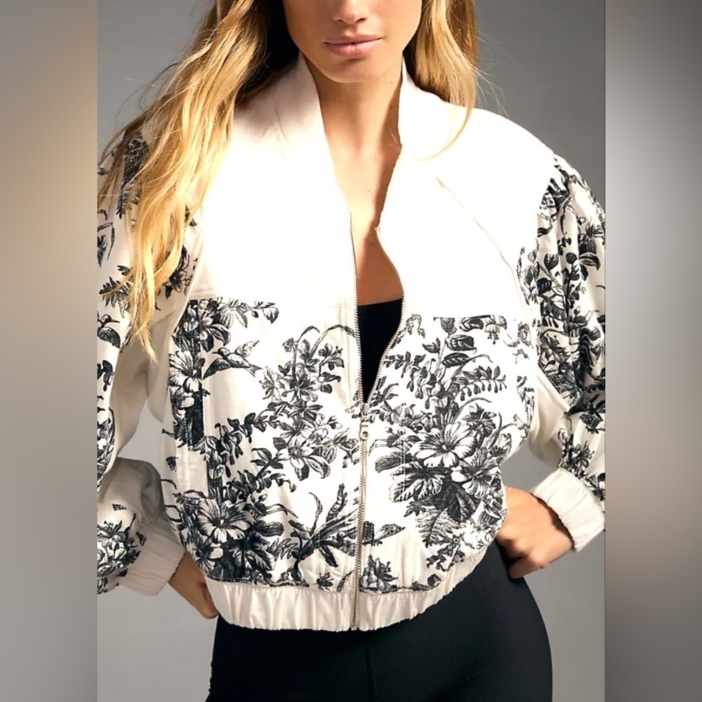 Daily Practice by Anthropologie Valencia Half-Sleeve Bomber Jacket Size XS